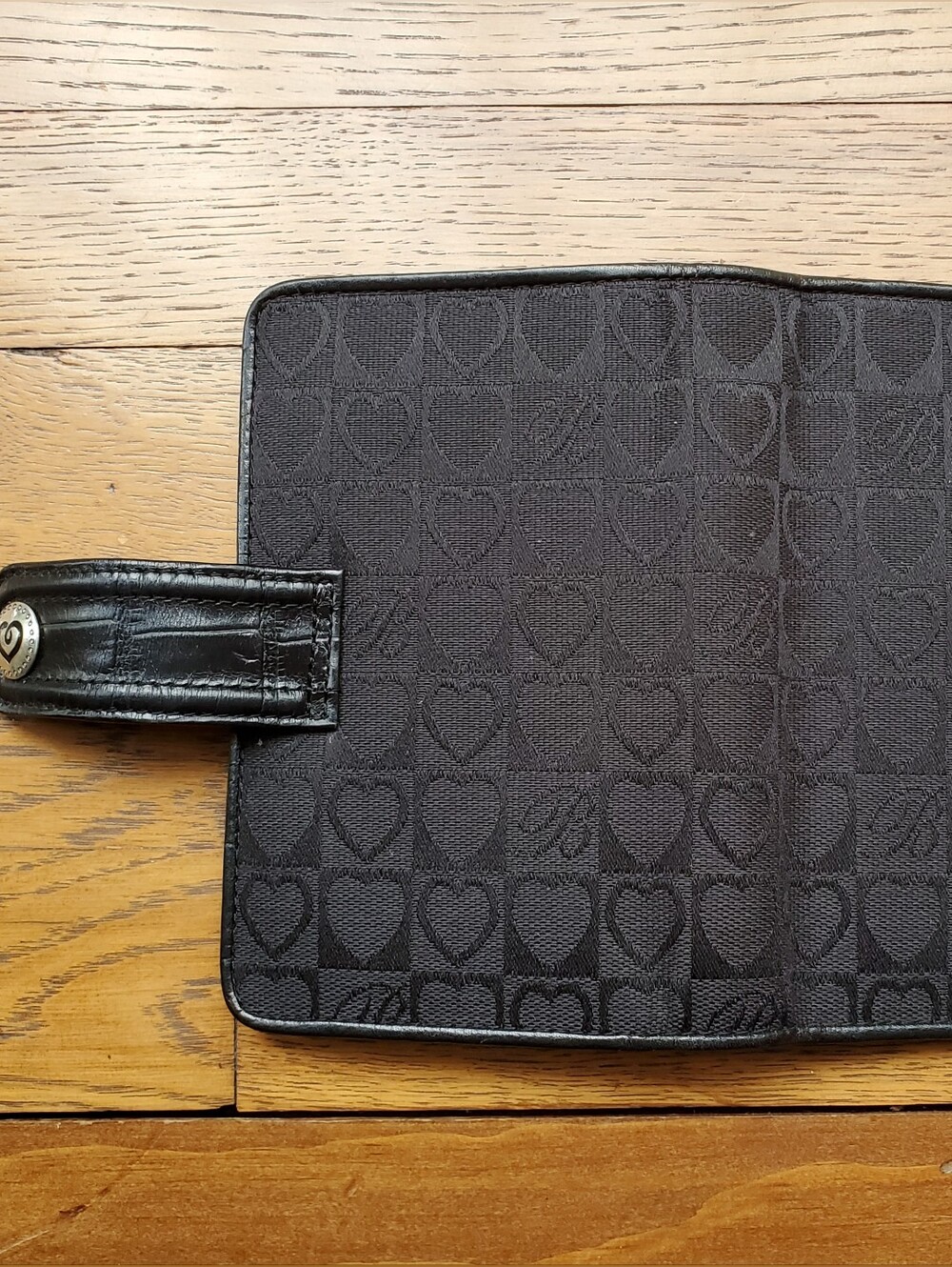 Brighton Black Heart Canvas Leather 6 Ring Binder Planner Agenda A7 size - Picture 4 of 9